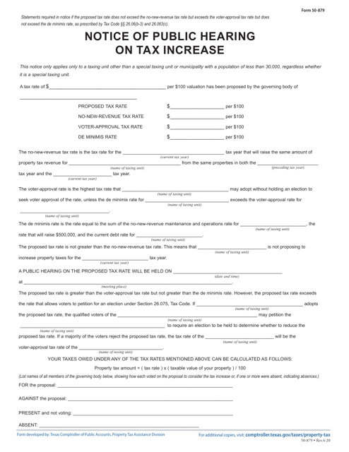 Form 50-879  Printable Pdf