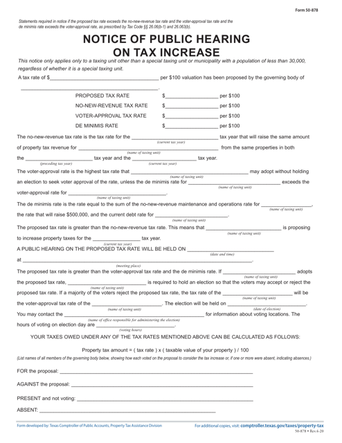 Form 50-878  Printable Pdf