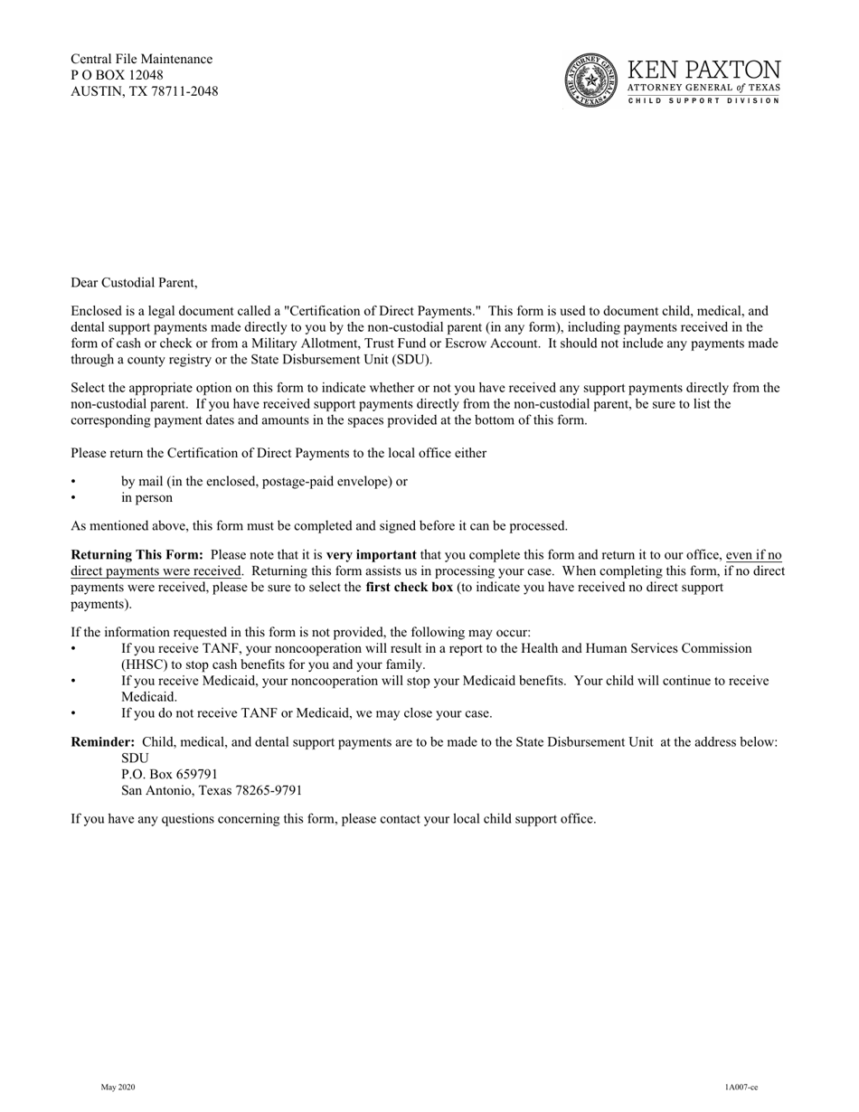 Form 1A007CE Fill Out, Sign Online and Download Printable PDF, Texas Templateroller