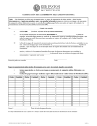 Formulario 1A007-CS Certificacion De Pagos Directos Del Padre Con Custodia - Texas (Spanish), Page 2