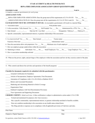 Document preview: Utah Accident & Health Insurance Bona Fide Employer Association Group Questionnaire - Utah