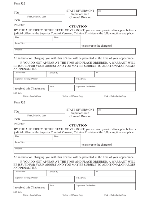 Form 332  Printable Pdf