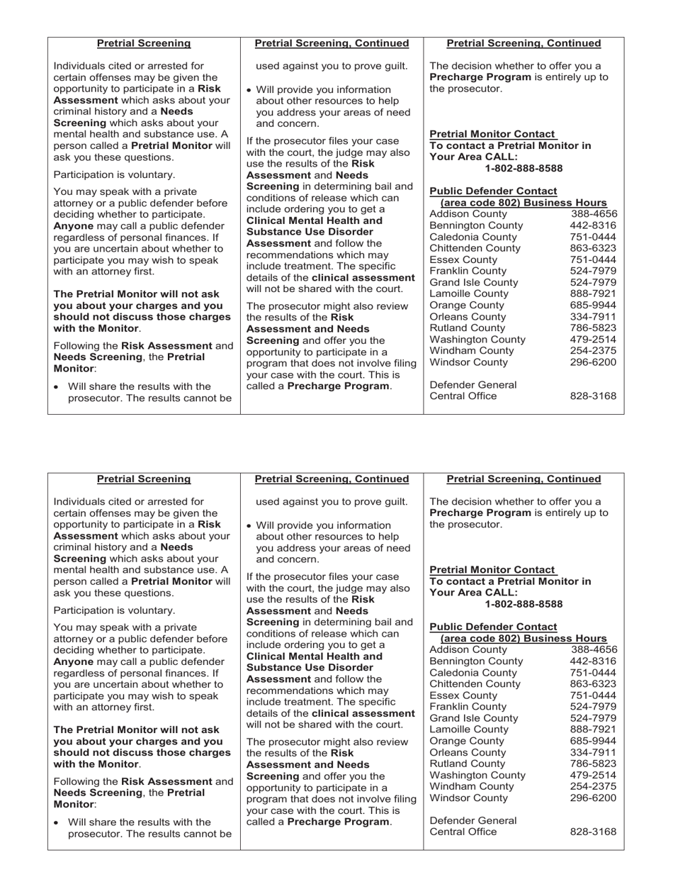 Form 332 Criminal Citation - Vermont, Page 3