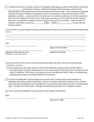 Form 200-00362 Waiver of Further Appearance and Request to Enter Plea - Vermont, Page 3