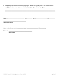 Form 100-00262 Motion for Default Judgment and Affidavit (Small Claims Cases) - Vermont, Page 2