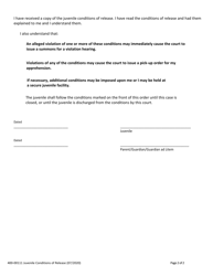Form 400-00111 Juvenile Conditions of Release - Vermont, Page 2