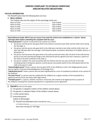 Form 400-00817 Complaint to Establish Parentage and/or Related Obligations - Vermont, Page 3
