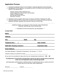 Form DCR199-141 Dameron Marsh - Hughlett Point Nap Special Managed Waterfowl Hunt Lottery Information and Application - Virginia, Page 2