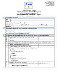 Document preview: Discrimination Complaint Form - Virginia