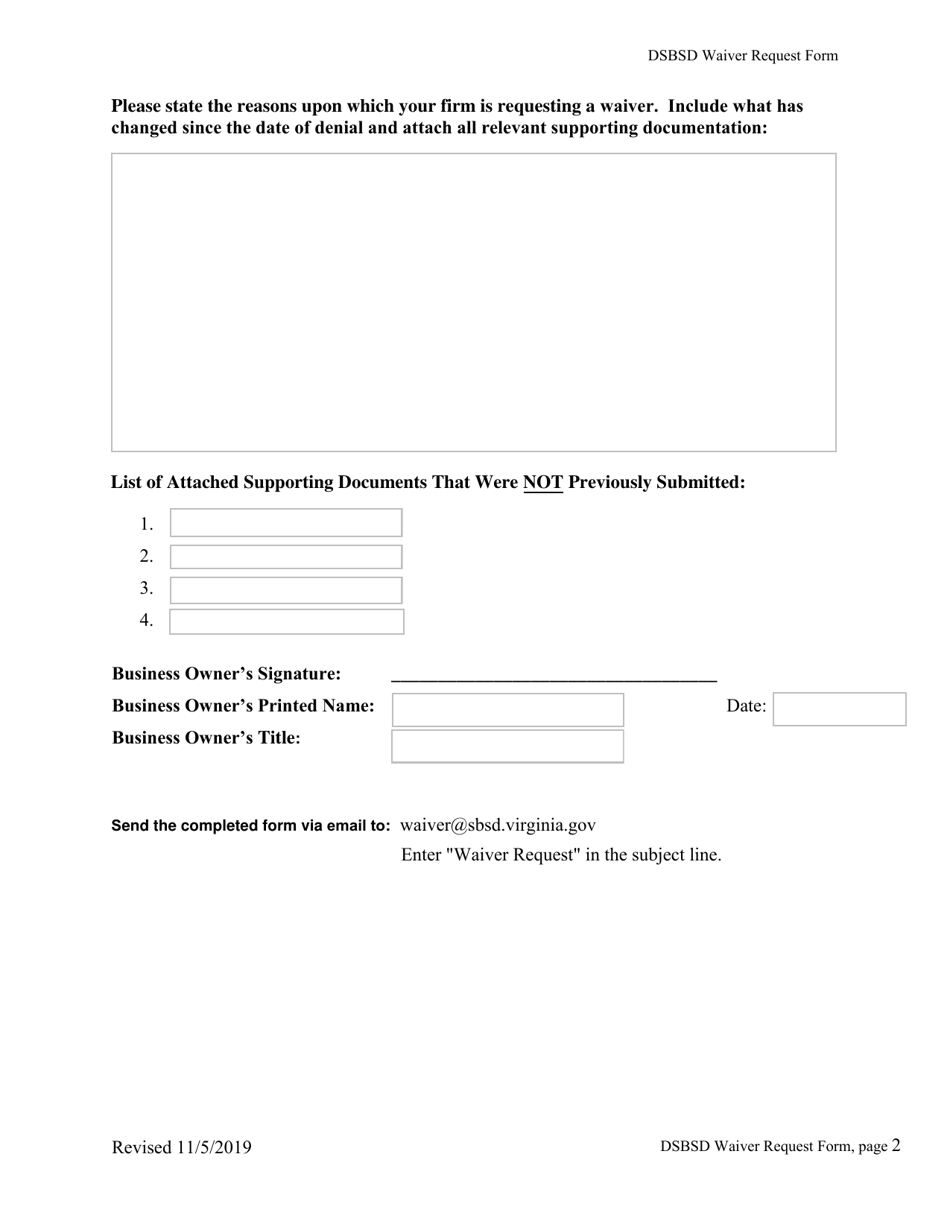 Waiver Request - Virginia, Page 2
