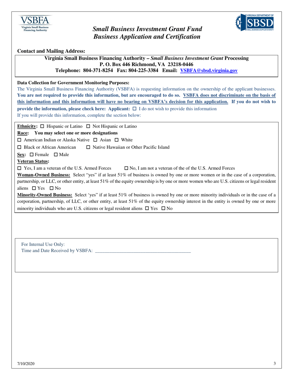 Fund Business Application and Certification - Virginia, Page 3