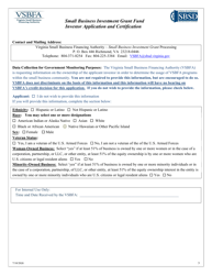 Small Business Investment Grant Fund Investor Application and Certification - Virginia, Page 3