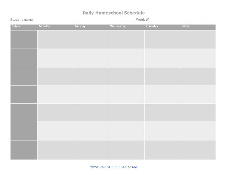 Daily Homeschool Schedule Template Image Preview