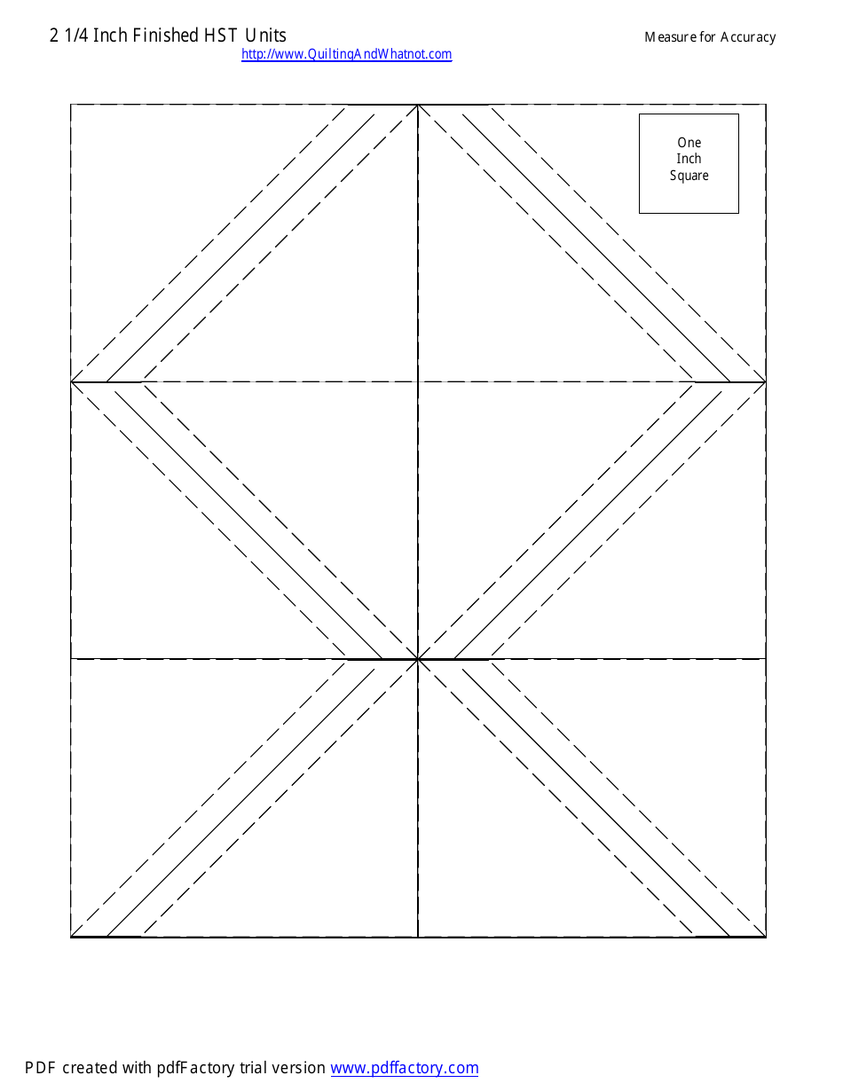 2 1/4 Inch Finished Half Square Triangle Units Template