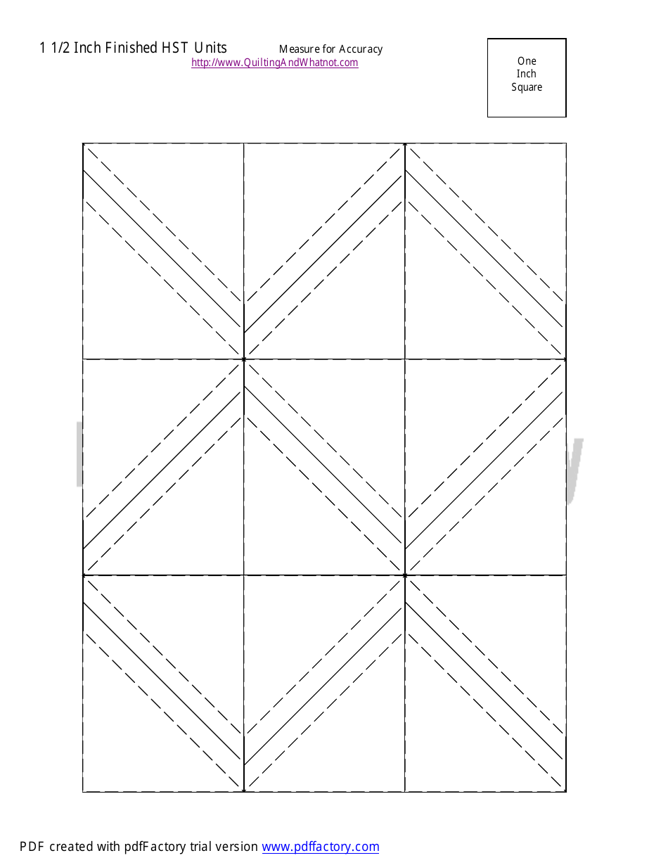1 1/2 Inch Finished Half Square Triangle Units Template - Document Preview