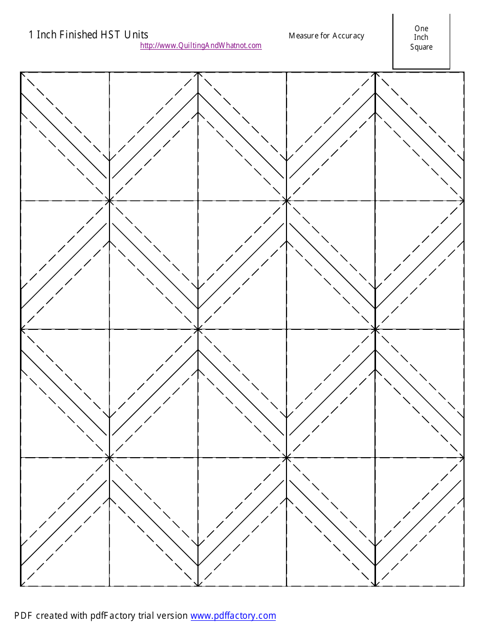 1 Inch Finished Half Square Triangle Units Template - Preview Image