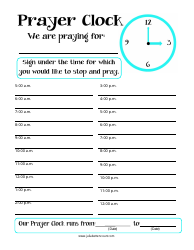&quot;Prayer Clock Schedule Template&quot;