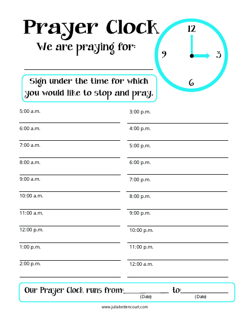 Prayer Clock Schedule Template