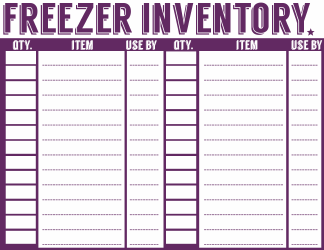 Pantry, Freezer and Fridge Inventory Templates