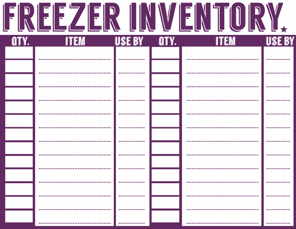 Pantry, Freezer and Fridge Inventory Templates, Page 1