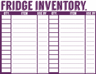 Pantry, Freezer and Fridge Inventory Templates, Page 2