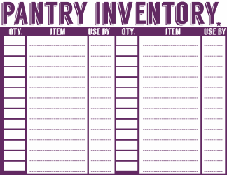 Pantry, Freezer and Fridge Inventory Templates, Page 3