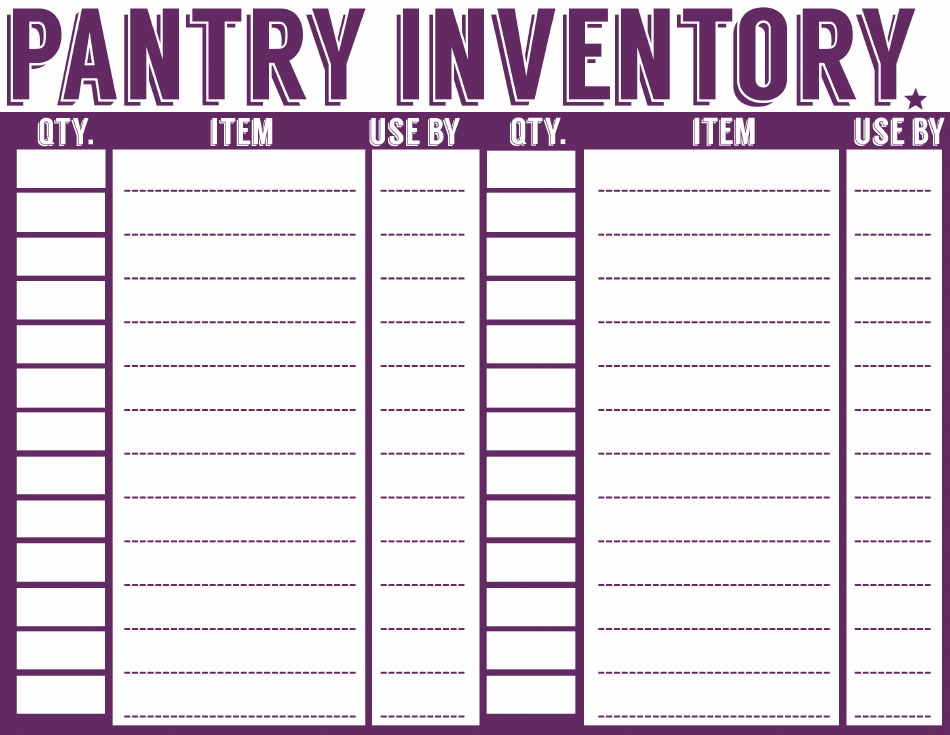 Pantry, Freezer and Fridge Inventory Templates, Page 3