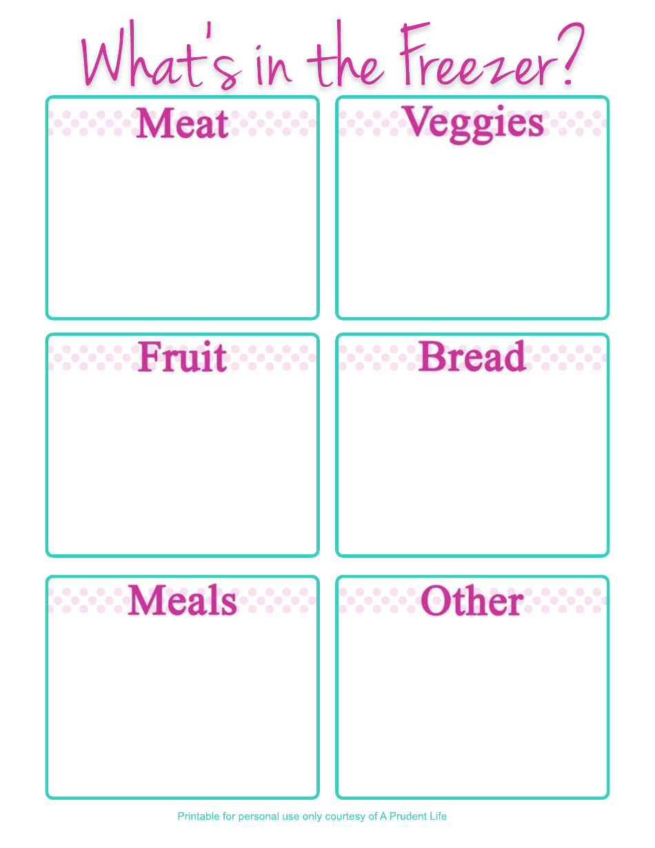 Freezer Inventory Spreadsheet Template - Pink