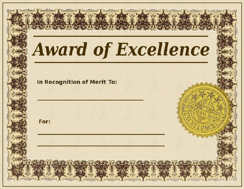 Certificate of Excellence Template - Beige and Brown