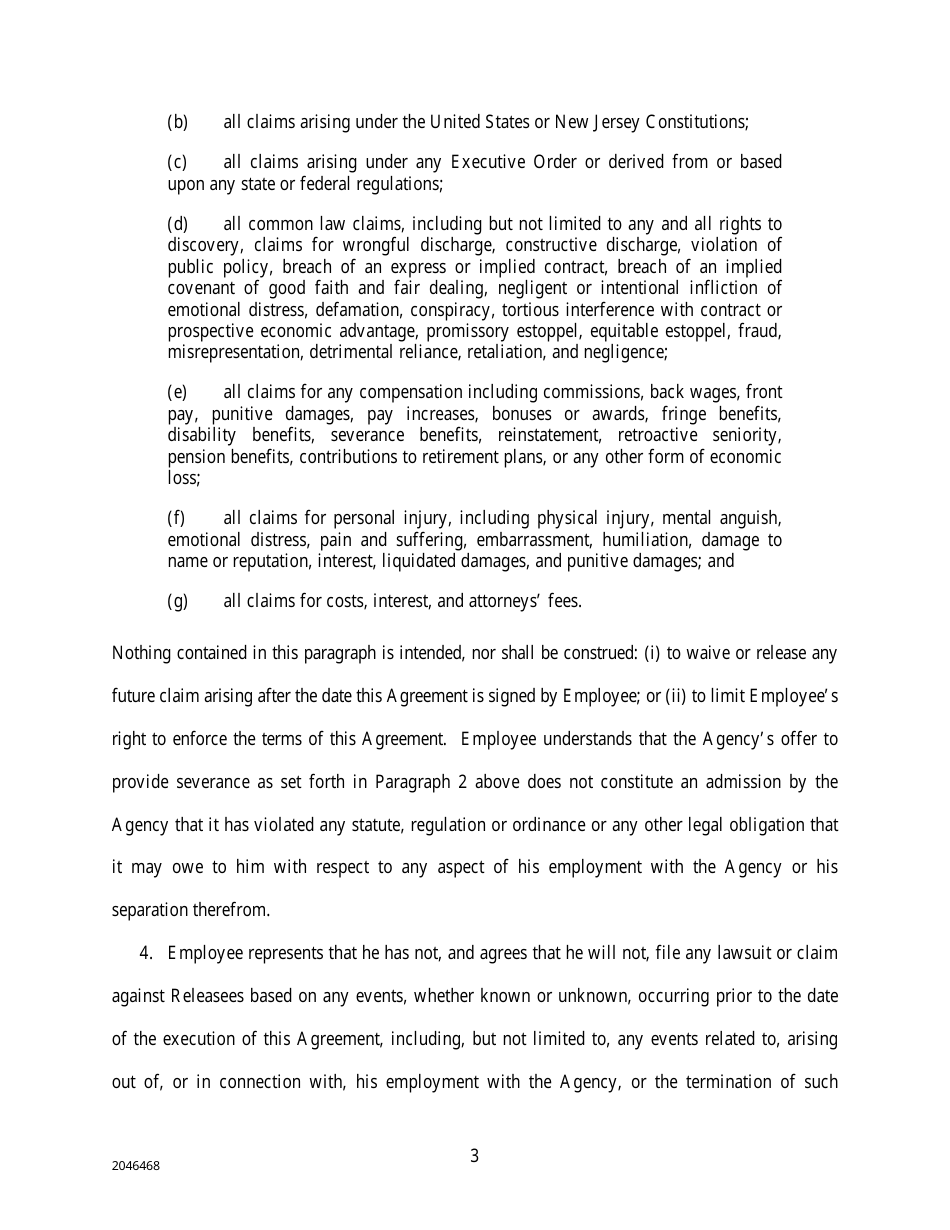 Separation and General Release Agreement Template, Page 3