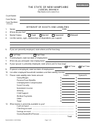 Form NHJB-23328-D Affidavit of Assets and Liabilities - New Hampshire