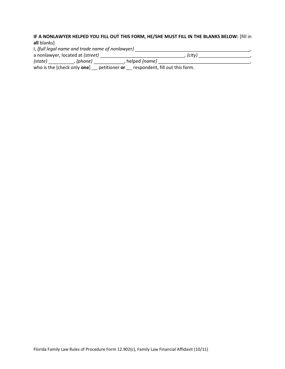 Family Law Financial Affidavit Form - Florida, Page 14