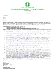 Document preview: DCYF Form 10-429 New License Letter - Washington (Somali)