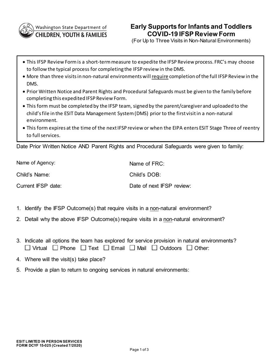 DCYF Form 15-025 - Fill Out, Sign Online and Download Fillable PDF ...