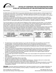 Form DOC02-243ES Notice of Continued Obligations/Restrictions - Washington (English/Spanish)