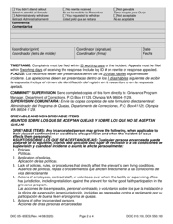 Form DOC05-165ES Complaint Form - Washington (English/Spanish), Page 2
