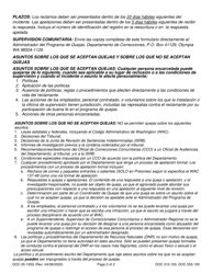 Formulario DOC05-165S Formulario De Reclamo - Washington (Spanish), Page 2