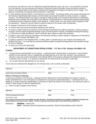 Form DOC09-231 Notice of Allegations, Hearing, Rights, and Waiver - Washington, Page 2