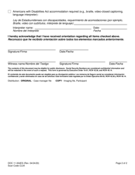 Form DOC11-004ES Rapid Reentry Orientation - Washington (English/Spanish), Page 2
