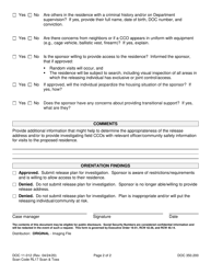 Form DOC11-012 Release Sponsor Orientation Checklist - Washington, Page 2