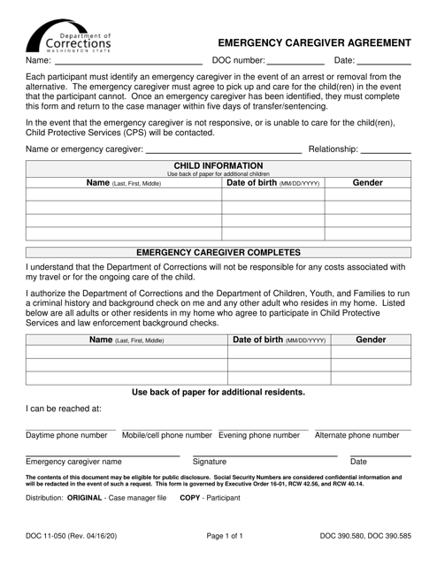 Form DOC11-050  Printable Pdf