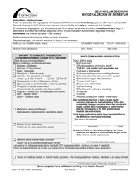 Form DOC13-471 Self-wellness Check - Washington (English/Spanish)