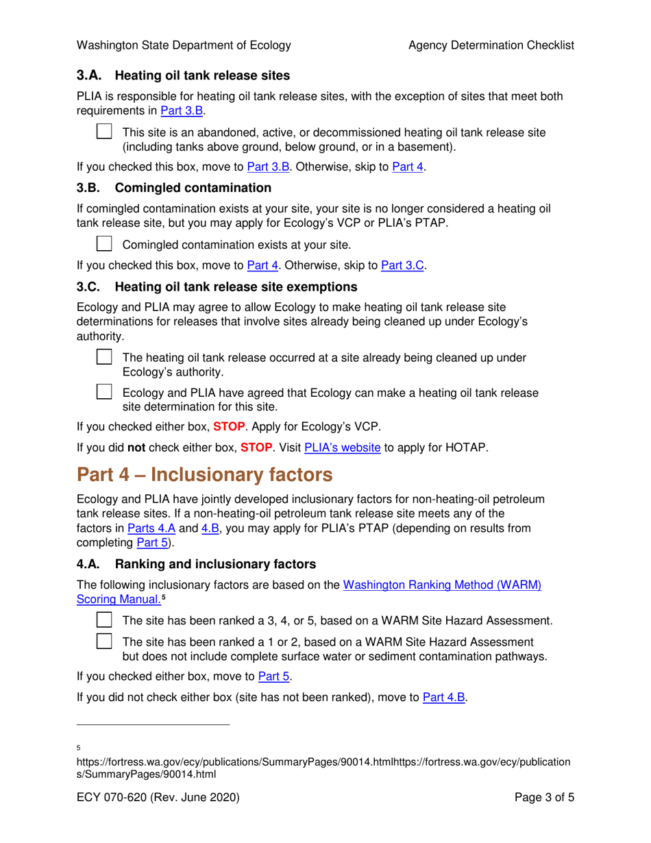 Form ECY070-620 Agency Determination Checklist - Washington, Page 3