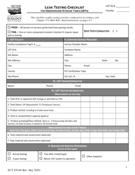 Form ECY070-69 &quot;Leak Testing Checklist for Underground Storage Tanks (Usts)&quot; - Washington