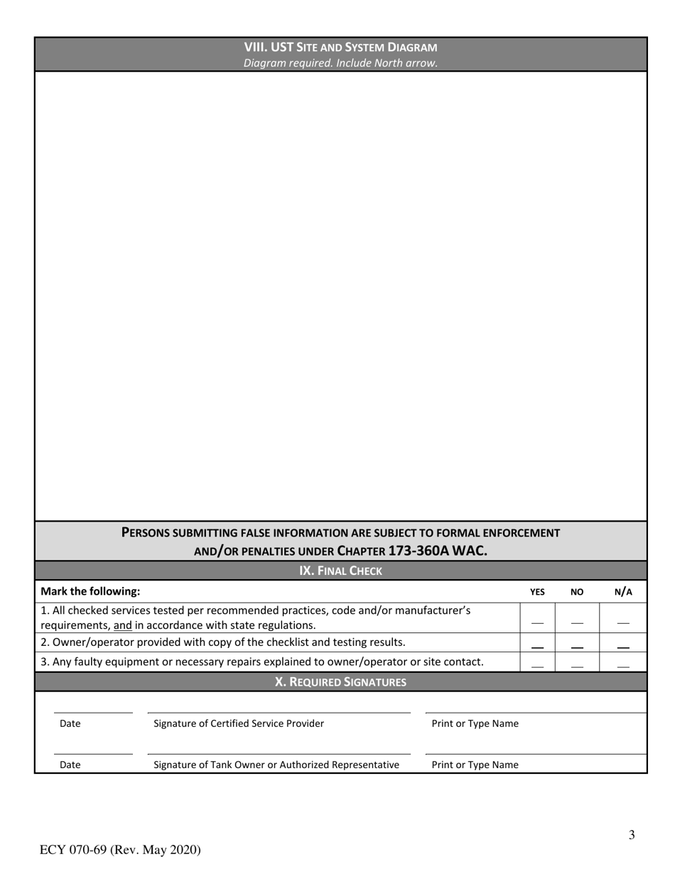 Form ECY070-69 Leak Testing Checklist for Underground Storage Tanks (Usts) - Washington, Page 3