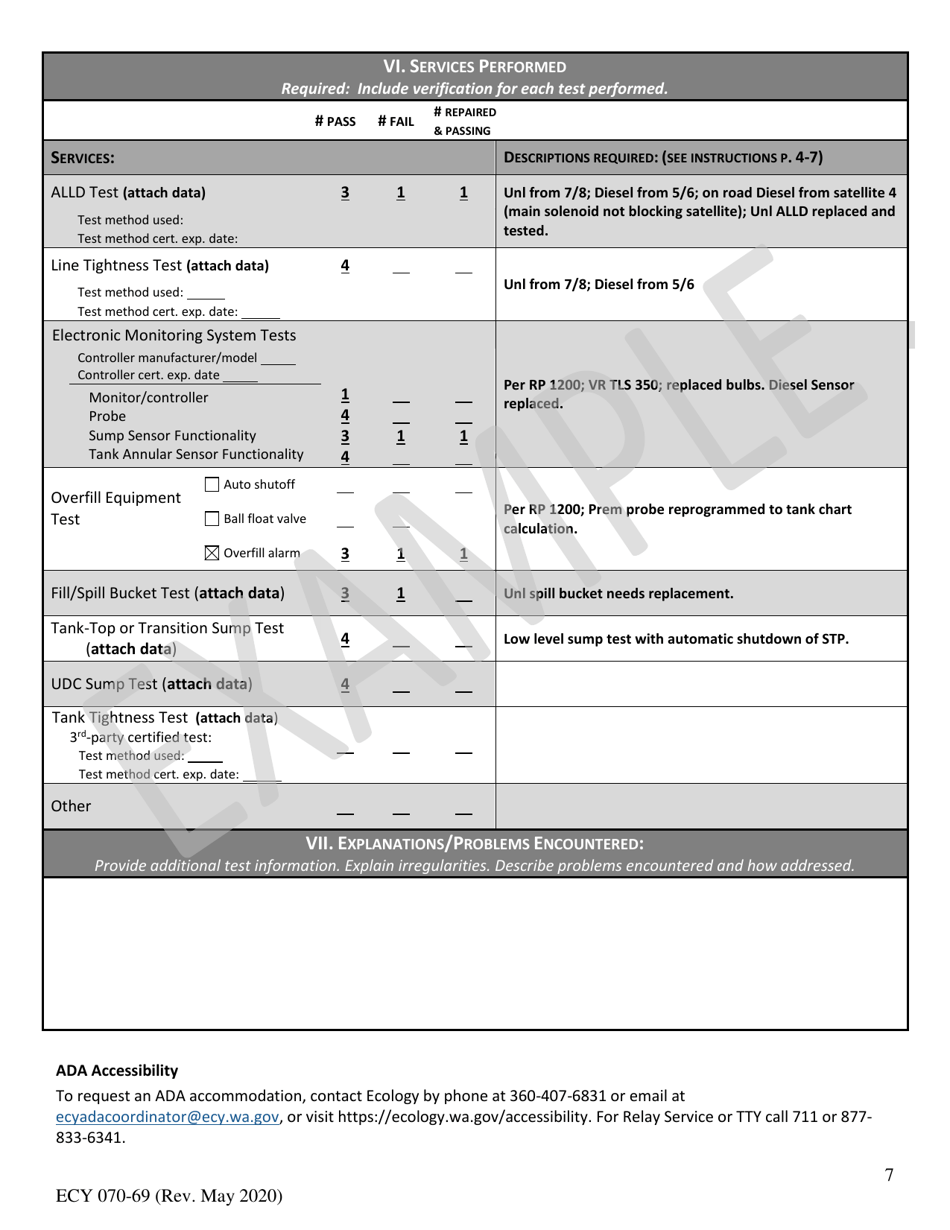 Form ECY070-69 Leak Testing Checklist for Underground Storage Tanks (Usts) - Washington, Page 7