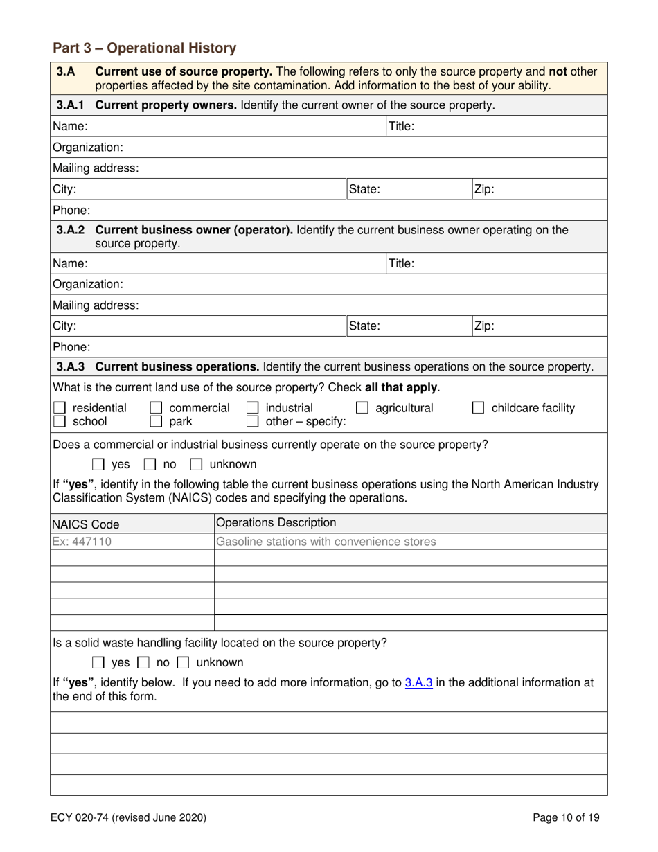 Form ECY020-74 Voluntary Cleanup Program Application Form - Washington, Page 10