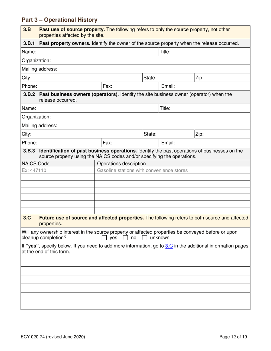 Form ECY020-74 Voluntary Cleanup Program Application Form - Washington, Page 12