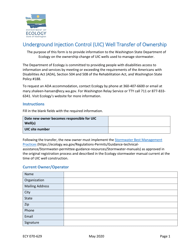 Document preview: Form ECY070-629 Underground Injection Control (Uic) Well Transfer of Ownership - Washington