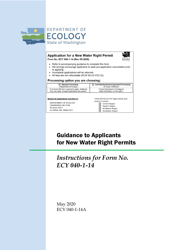 Document preview: Instructions for Form ECY040-1-14 Application for a New Water Right Permit - Washington